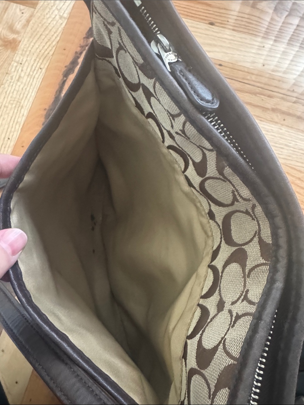 Coach Brown Signature Canvas Crossbody Bag with Dark Brown Trim - Picture 8 of 12